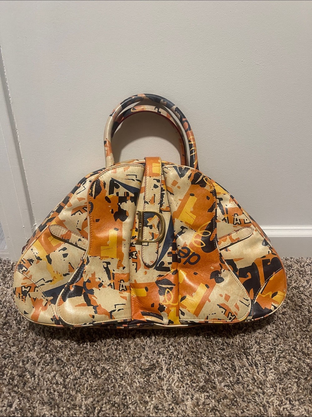 Dior Orange Saddle Bowler Bag